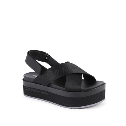 Calvin Klein Black Recycled Polyester Platform Sandals