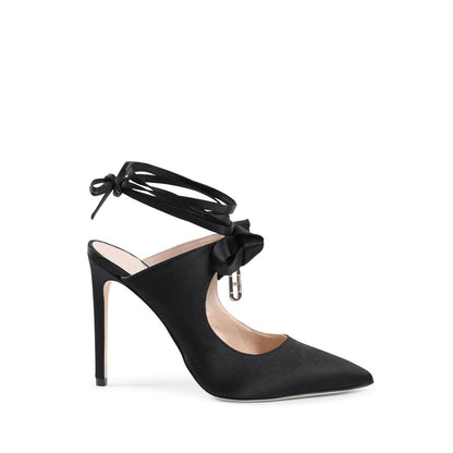 Dee Ocleppo Black Satin Mules