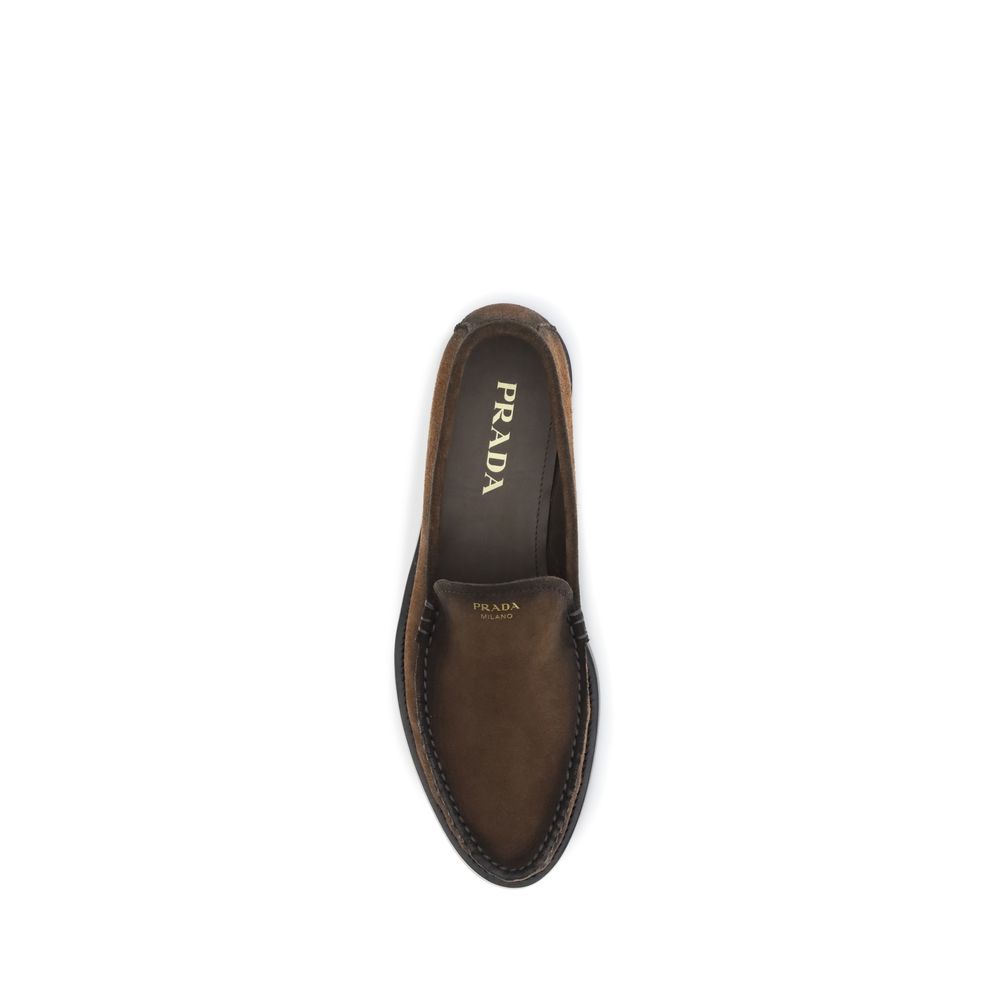 Prada Brown Leather Slip-On Loafers
