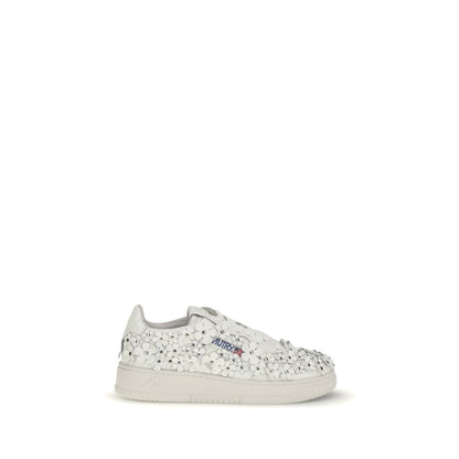 Autry White Calf Leather Bos Taurus Low Top Sneakers