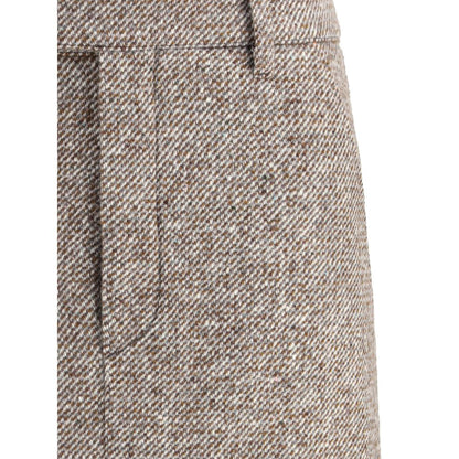 Brunello Cucinelli Brown Fleece Wool Long Skirt