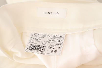 Tonello Weiße, hochtaillierte, plissierte, gerade geschnittene Anzughose