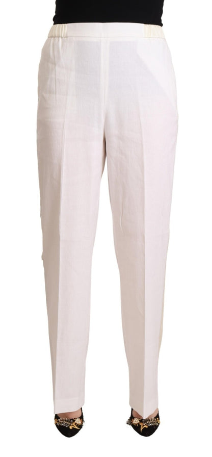 Fabiana Filippi Linen White High Waist Straight Formal Trouser Pants
