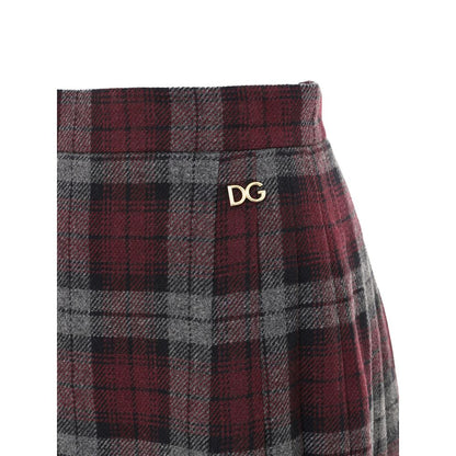 Dolce & Gabbana Bordeaux Wool Mini Skirt