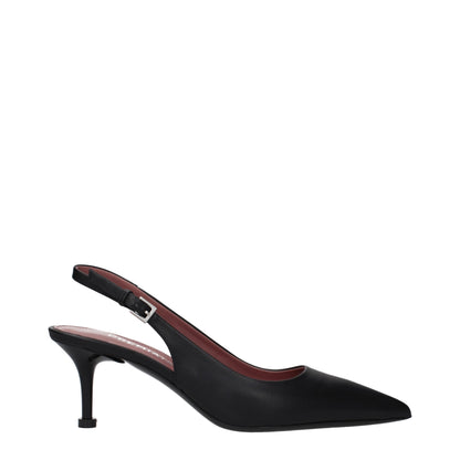 Premiata Black Leather Platform Pumps