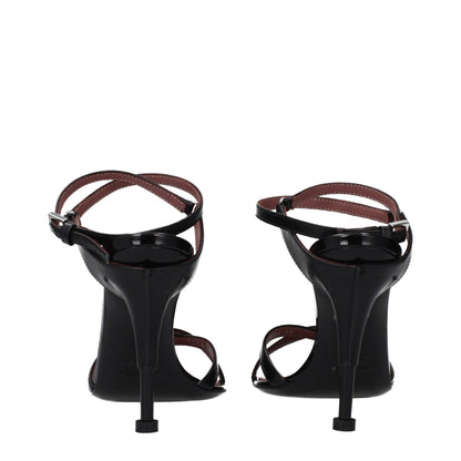 Premiata Black Leather Stiletto Heel Sandals