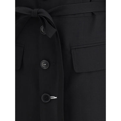 MM6 Black Fleece Wool Coat