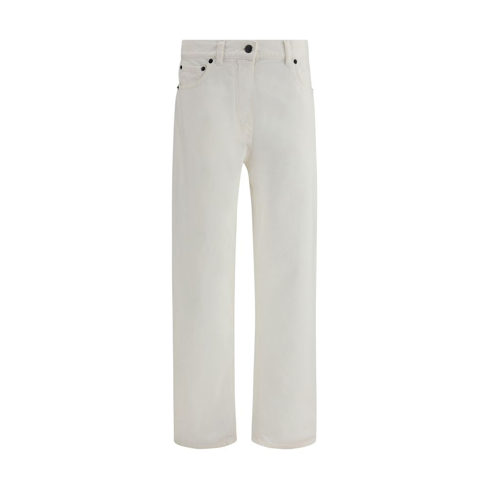 The Row White Cotton Straight-Leg Jeans