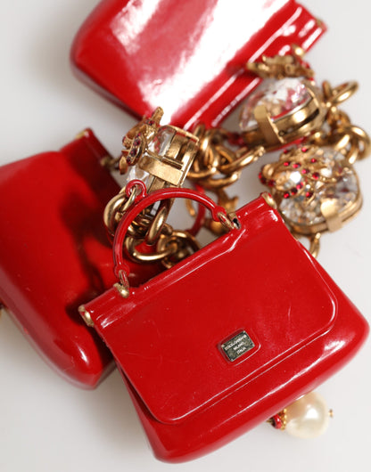 Dolce & Gabbana Gold Bronze Bag Embellished Crystals Accessory  Bracelet