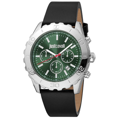 Just Cavalli Black Leather Dress Watch