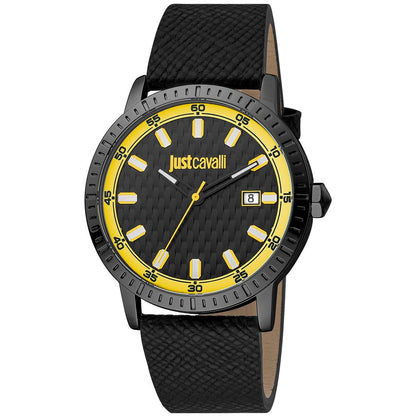 Just Cavalli Black Leather Dress Watch