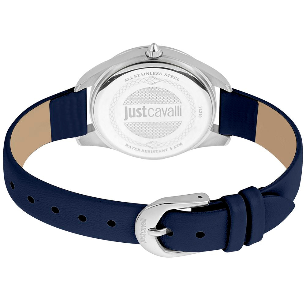 Just Cavalli Blue Leather Dress Watch