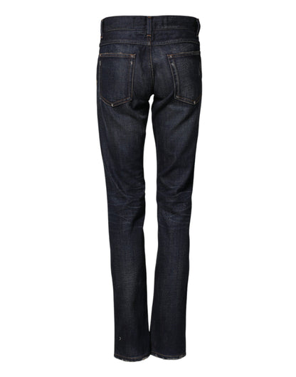 Dolce & Gabbana Dark Blue Watch GOLD Men Skinny Denim Jeans