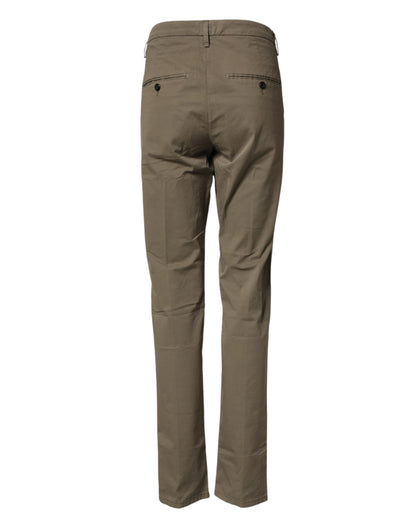 Dondup Beige Cotton Stretch Straight Chino Men Trouser Pants