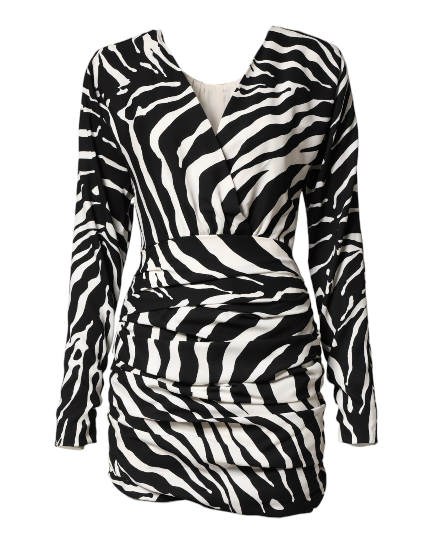 Dolce & Gabbana Black White Zebra Silk Sheath Mini Dress