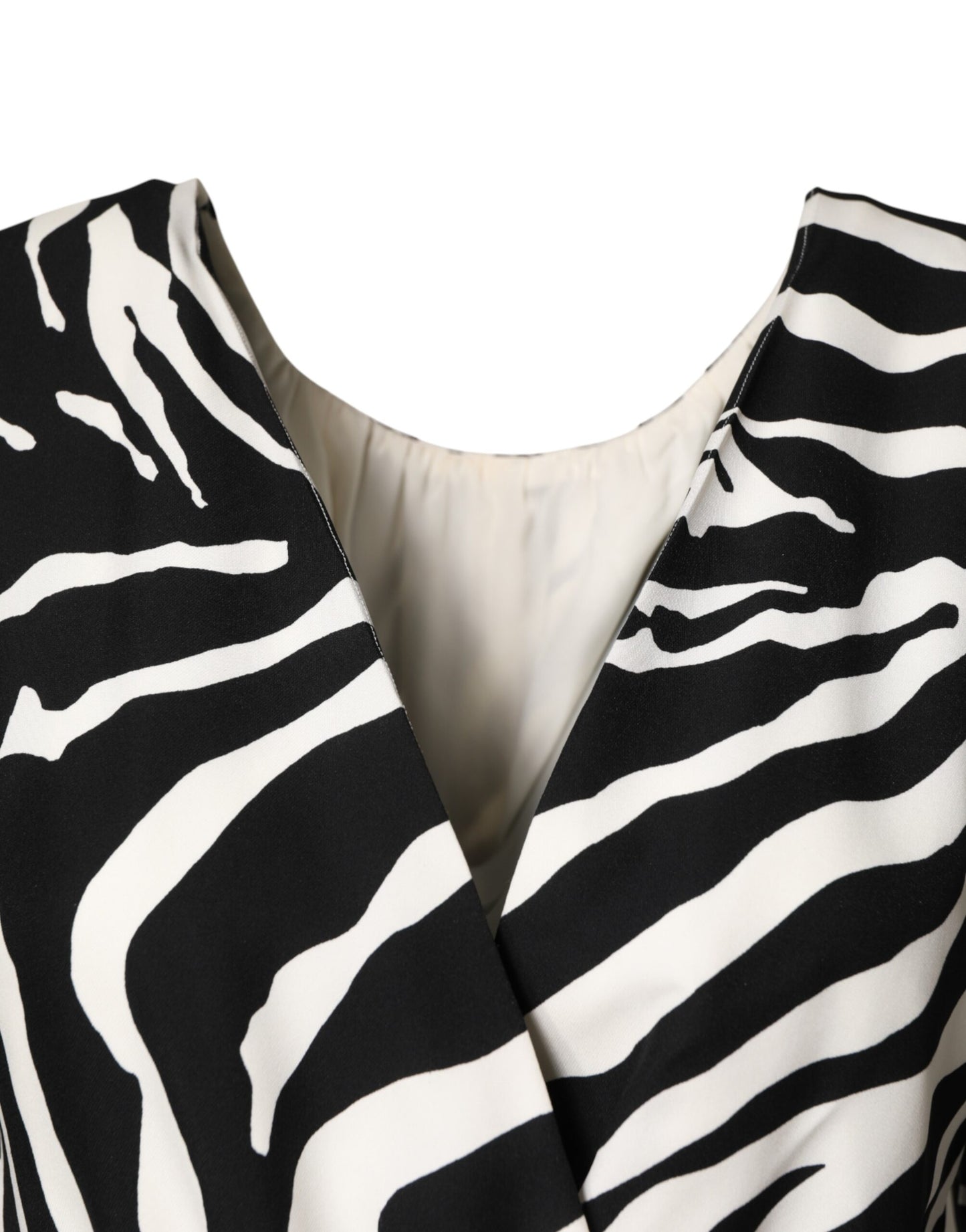 Dolce & Gabbana Black White Zebra Silk Sheath Mini Dress