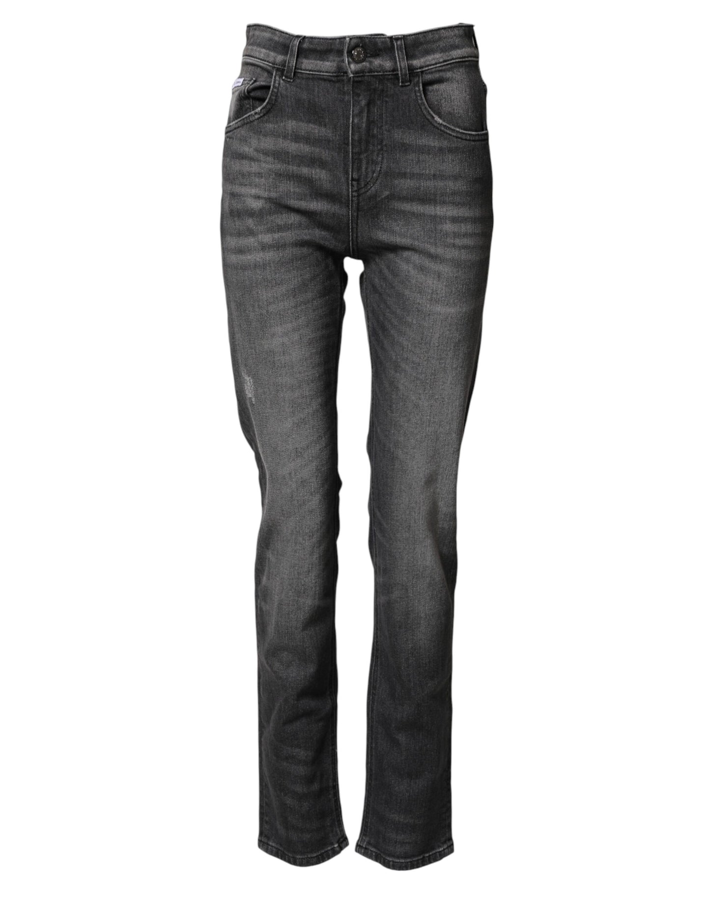 Dolce &amp; Gabbana Graue High Waist Skinny Jeans aus Baumwolle