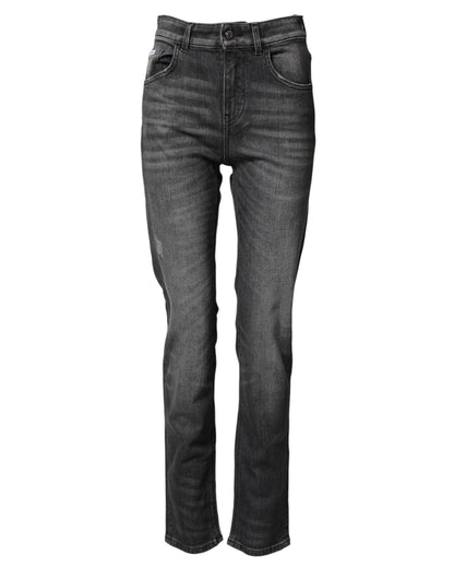 Dolce &amp; Gabbana Graue High Waist Skinny Jeans aus Baumwolle
