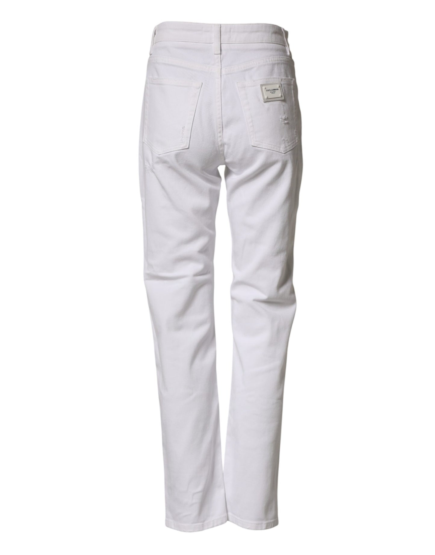 Dolce & Gabbana White Distressed Cotton BOYFRIEND Denim Jeans