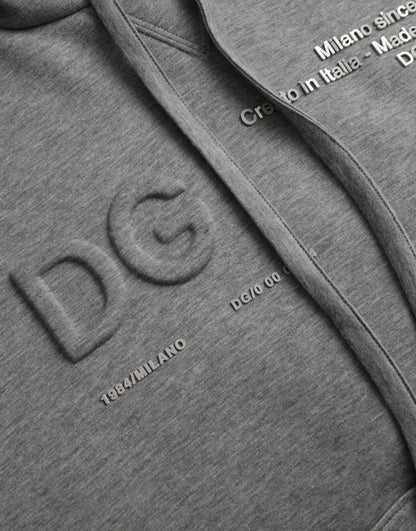 Dolce & Gabbana Gray Logo Cotton Hooded Sweatshirt Sweater