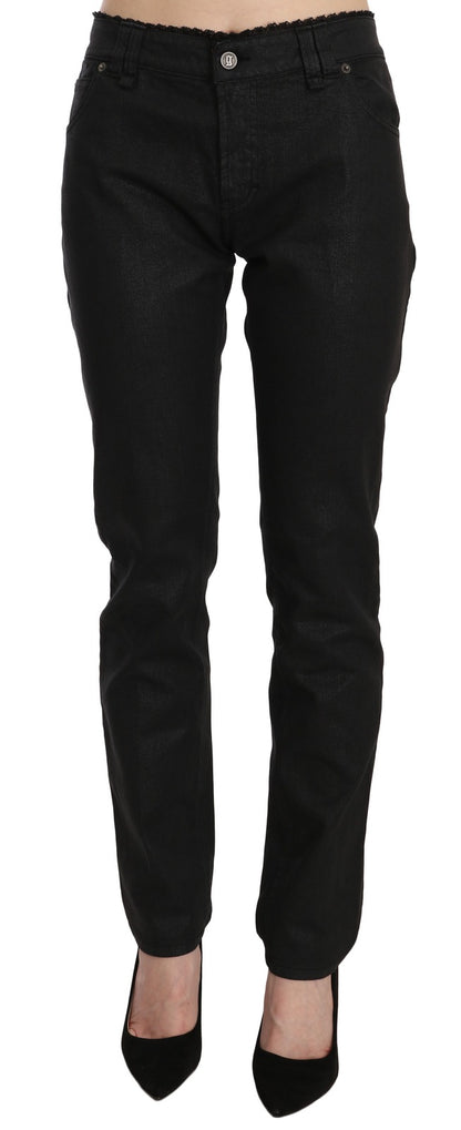 John Galliano Black Mid Waist Skinny Cotton Casual Denim Jeans