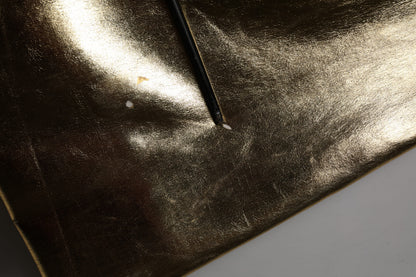 Dolce & Gabbana Gold Acetate Crystal High Waist Mini Skirt
