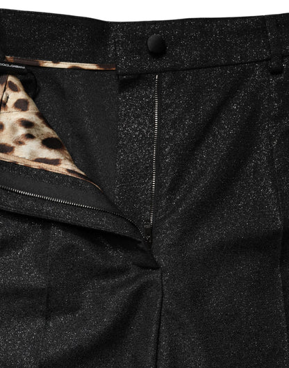 Dolce &amp; Gabbana Schwarze Polyester-Minishorts mit hohem Bund