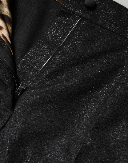 Dolce &amp; Gabbana Schwarze Polyester-Minishorts mit hohem Bund