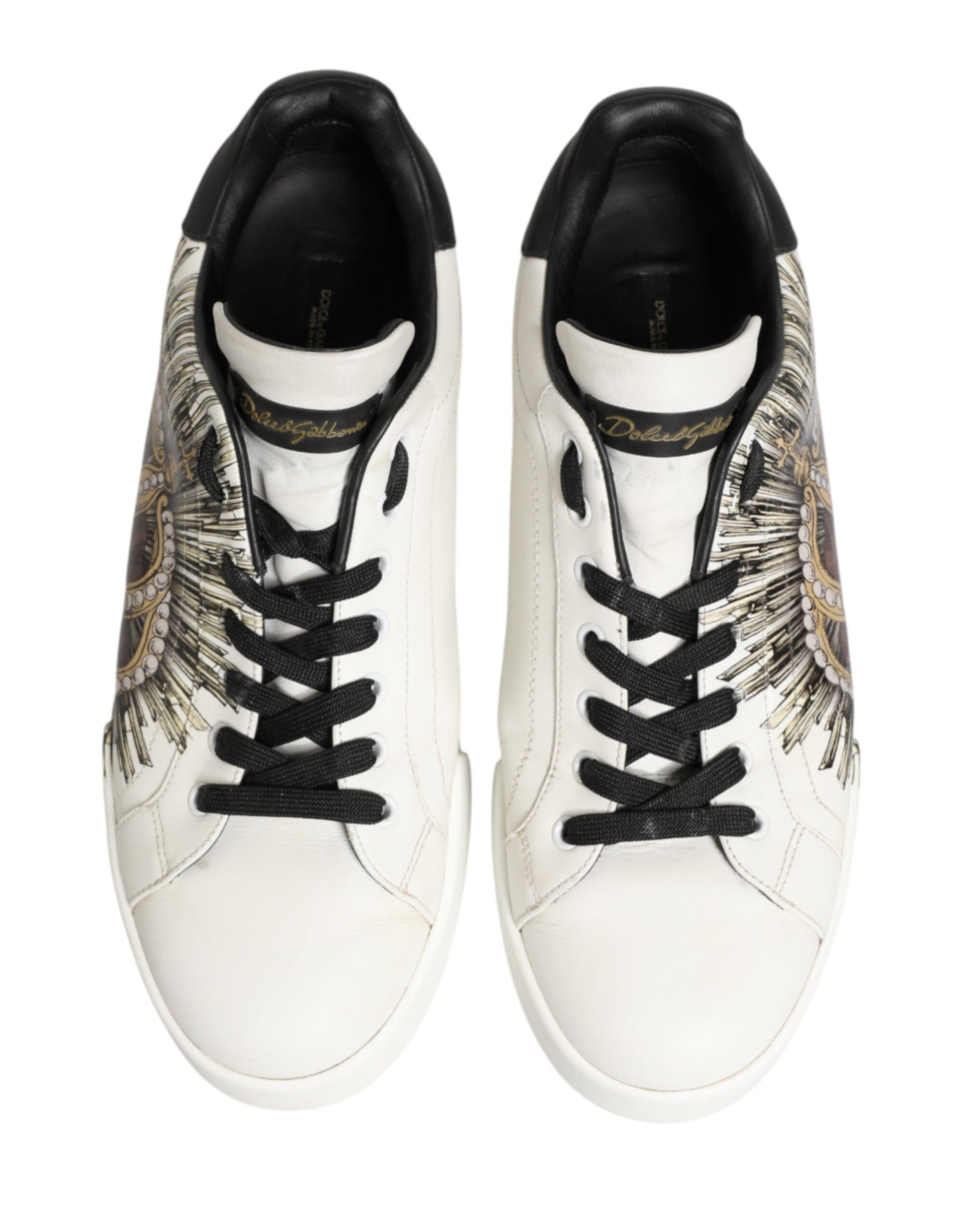 Dolce & Gabbana White Black Crown Low Top Sneakers Men  Shoes