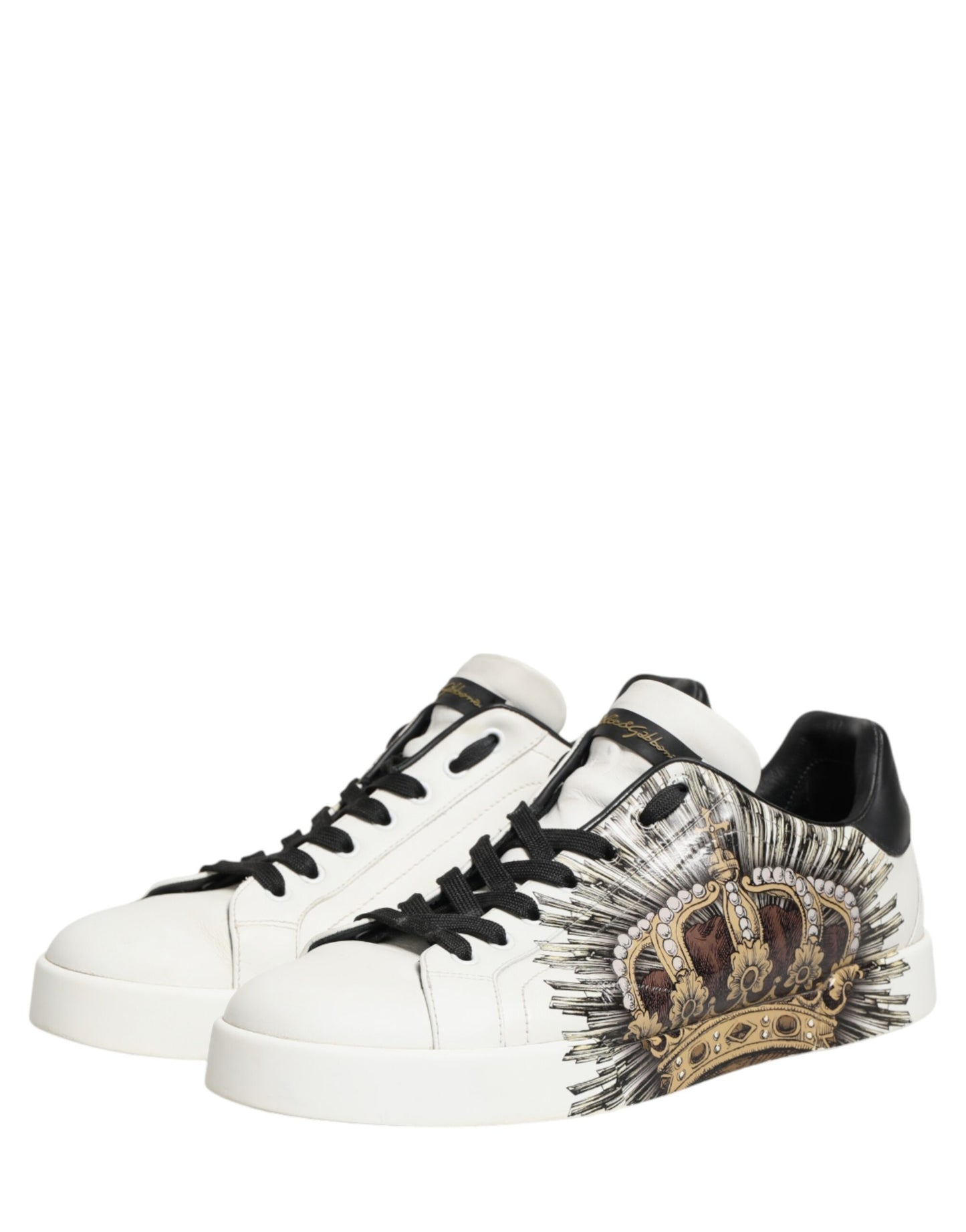 Dolce & Gabbana White Black Crown Low Top Sneakers Men  Shoes