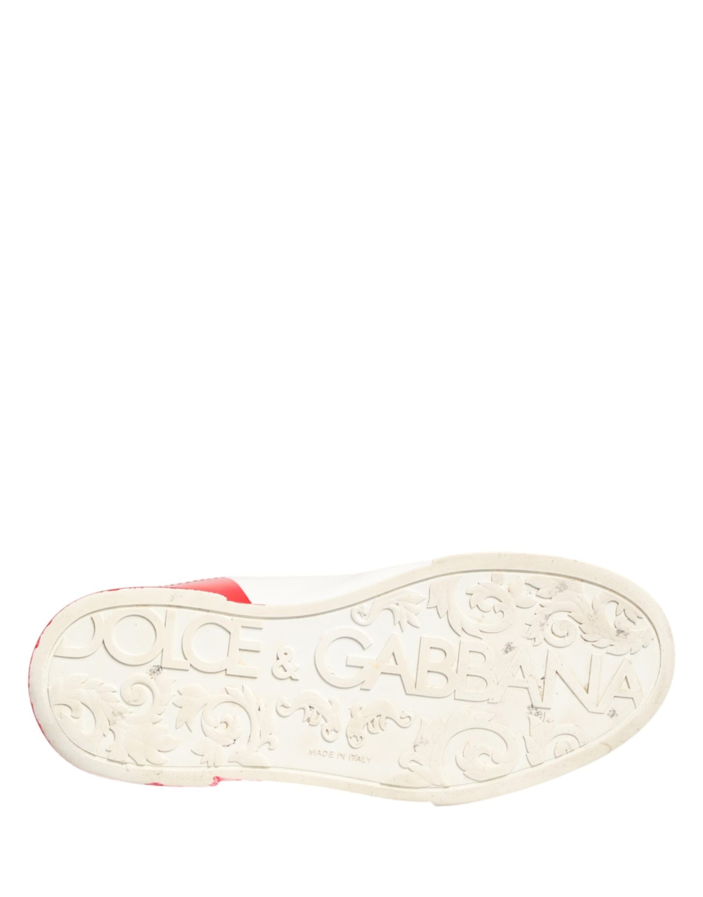 Dolce & Gabbana White Red Portofino Low Top Men Sneakers Shoes
