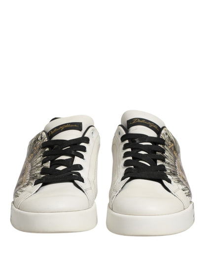 Dolce & Gabbana White Black Crown Low Top Sneakers Men  Shoes