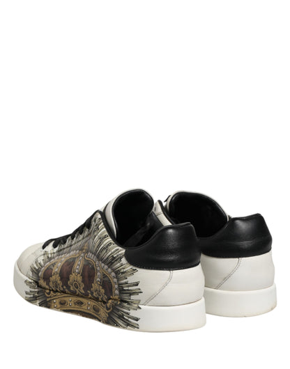 Dolce & Gabbana White Black Crown Low Top Sneakers Men  Shoes