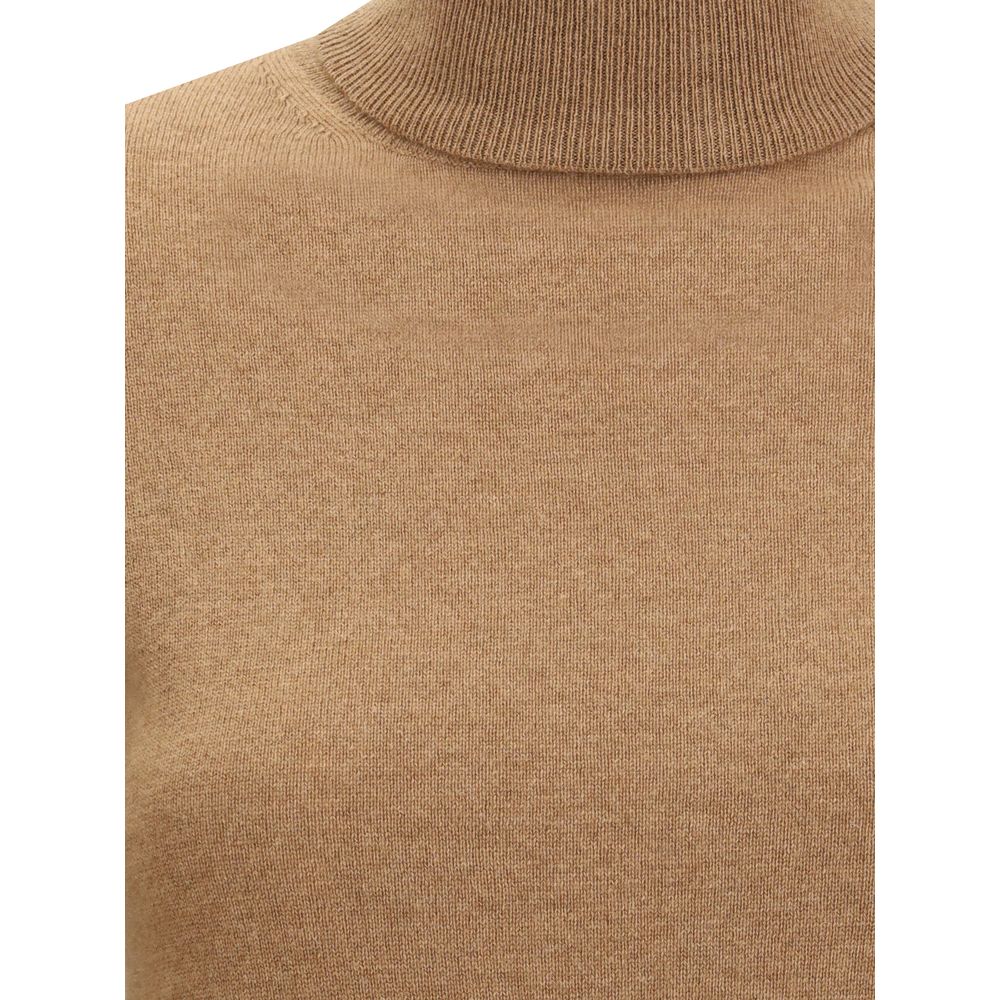 Max Mara brauner Wollrollkragenpullover