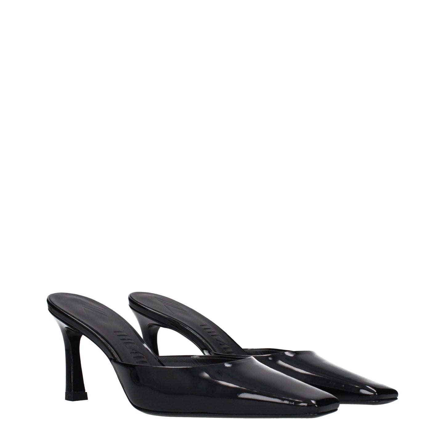 The Attico Black Leather Flat Sandals