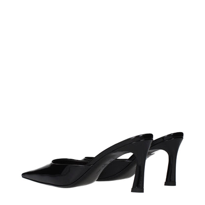 The Attico Black Leather Flat Sandals