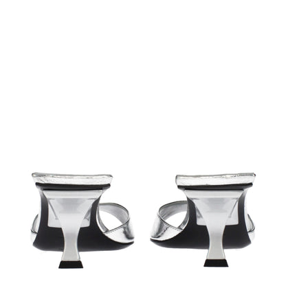 The Attico Gray Leather Flat Sandals