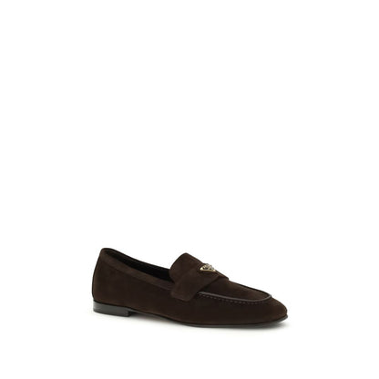 Prada Brown Calf Leather Bos Taurus Slip-On Loafers