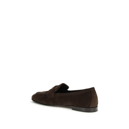 Prada Brown Calf Leather Bos Taurus Slip-On Loafers