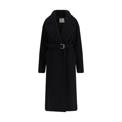 Max Mara schwarzer Fleece-Wollmantel