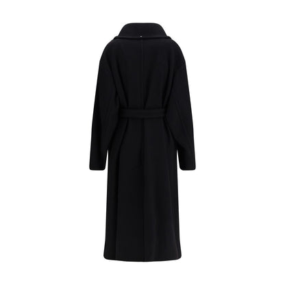 Max Mara schwarzer Fleece-Wollmantel