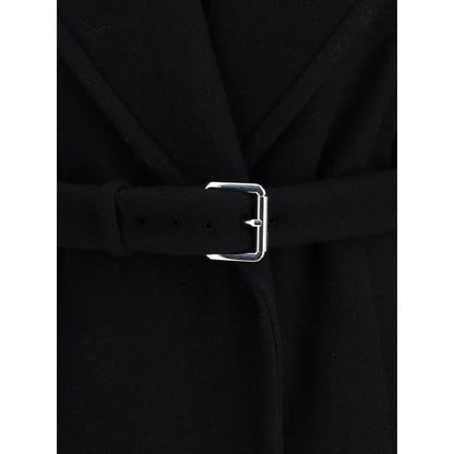 Max Mara schwarzer Fleece-Wollmantel