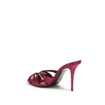 Saint Laurent Bordeaux Silk Stiletto Heel Sandals