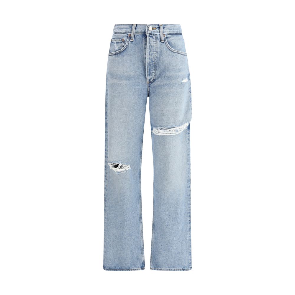 Agolde Light Blue Cotton Straight-Leg Jeans