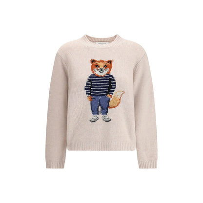 Maison Kitsuné Sweatshirt aus cremefarbener Merinowolle