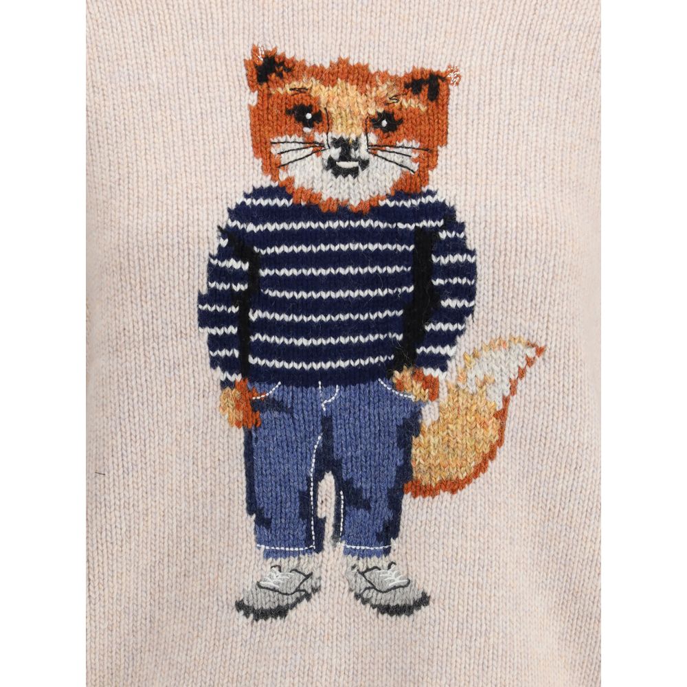 Maison Kitsuné Sweatshirt aus cremefarbener Merinowolle