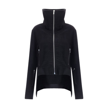 Rick Owens Black Fleece Wool Biker Jacket