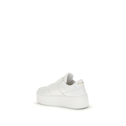 Prada White Calf Leather Bos Taurus Platform Sneakers