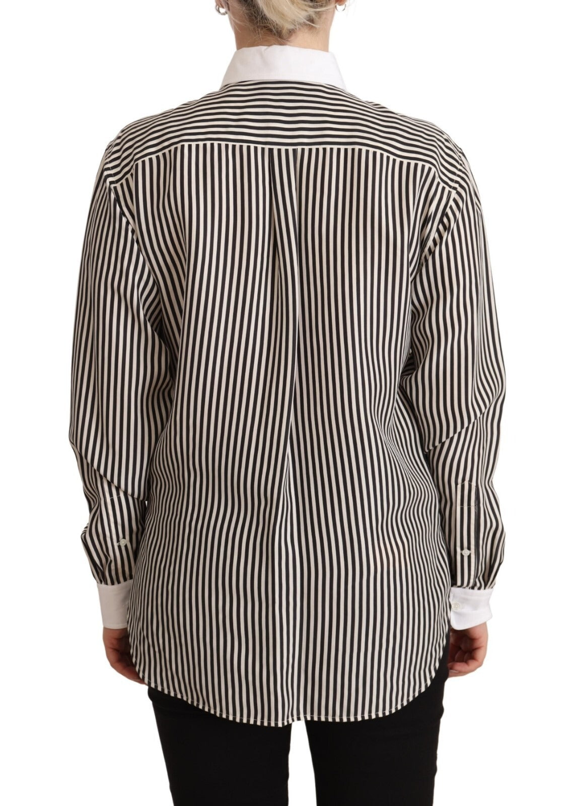 Polo Ralph Lauren Black White Striped Long Sleeves Collared Top