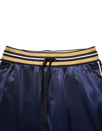 Dolce & Gabbana Blue Nylon Jogger Mid Waist Trouser Pants